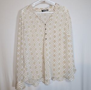 A.n.A A new Approach Business Casual Button Down Long Sleeve Tan White